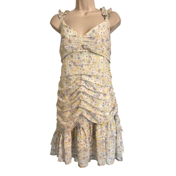 Elodie Dress Rushed Chiffon Print Size Large Sleeveless Rushed Lined Pastel NWT - Picture 7 of 8